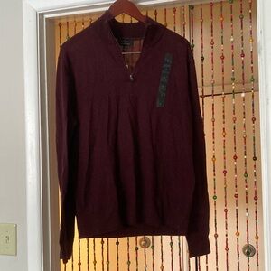 Quarter zip burgundy sweater. Men’s. Size large. New with tags. Never worn.
